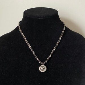 Island Cowgirl sterling silver 925, leather cord heart pendant necklace.